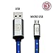 DATASTREAM Micro USB Cable LED Light Up 3.5 ft Long w/Flat Design, High Speed Data Transfer, Visible Blue & Green Charging Lightup - Perfect for Car, Bedside, More