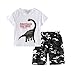 Mud Kingdom Toddler Boys Twill Shorts Set Cute Cartoon Dinosaur Camo White 4T