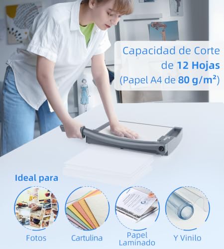 Firbon Guillotine Paper Cutter 30 cm, Cutting Capacity up to 12 A4 Sheets 80 g/m², with Safety Lock and Precision Ruler, for Office, School, Crafts and Photos