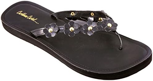 Women's Lightweight Boho Beach Design Comfort Flip Flop Sandals, Black, 8