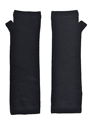 Simplicity Women's Long Knitting Stretchy Fingerless Gloves w/ Rhinestone, Black