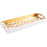 Caspari Modern Moiré Lacquer Bar Tray in Gold - 1 Each