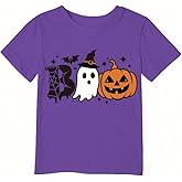 Spooky Party Shirt Toddler Boys Girls Pumpkin Truck Ghost Spider Web Short Sleeve Kids Top for 2-7t