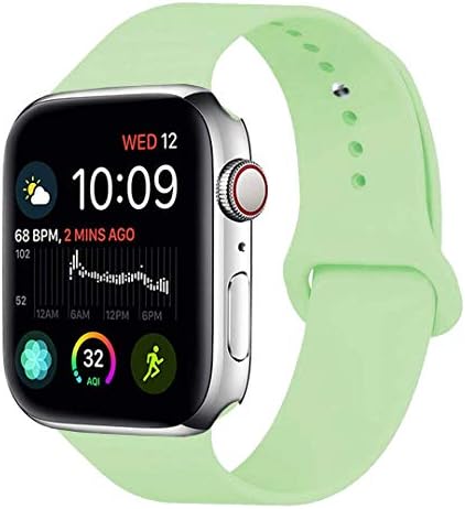 for Apple Watch Band, Foureight Durable Soft Silicone iWatch Strap Replacement Sport Band for Apple Watch Band Series 3 Series 2 Series 1 Sport, Edition (Light Mint Green, 40mm(38mm) S/M)
