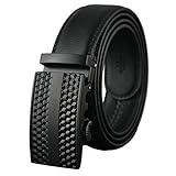 Blivener Men's Leather Belt with Automatic Ratchet Solid Buckle 35mm Wide