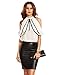 MakeMeChic Women's Chiffon Tops With Bowknot Casual Cold Shoulder Blouse White L