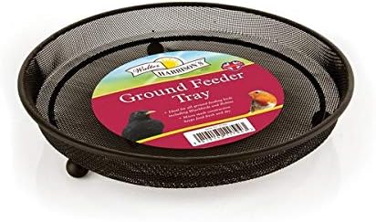 Walter Harrison's Bird Feeding Station Heavy Duty Metal Ground Wild Garden Bird Feeder Black Mesh Feeding Tray - 22 cm