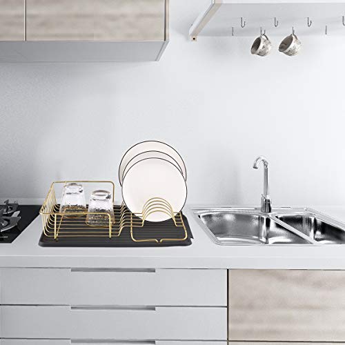 Buruis Dish Drying Rack, Gold Dish Drainer Organizer Includes Removable