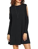 Haola Women's Fall Shoulder Off Long Sleeve T-shirt Dress Basic Shift Dress