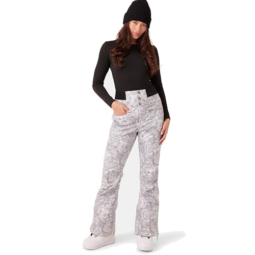 Roxy Women's Rising High Ski Pant – 15K Waterproof Stretch Snow Pant, SKINNY Fit, PFAS-Free, Grey Combo, X-Small