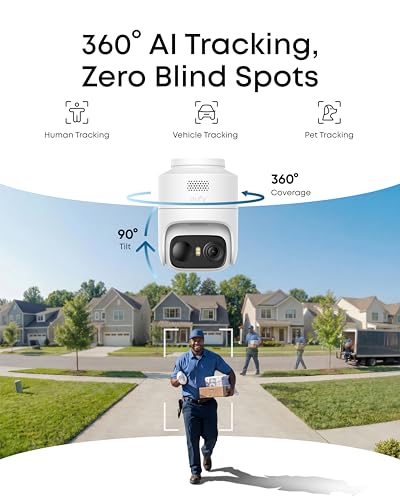 eufy Security eufyCam C37 Cámara de Seguridad Exterior Inalámbrica 2K Solar, 360° Pan & Tilt, Rastreo IA de Humanos/Mascotas/Vehículos, Panel Solar Flexible, Visión Nocturna a Color, Sin Mensualidad