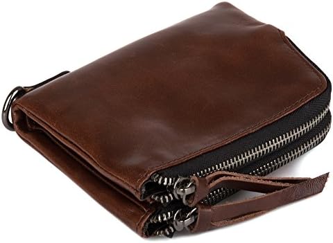 Women's Small Genuine Leather Bifold Wallet with Zipper Pockets Compact Cards Holder Wallet