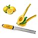Lemon-Lime Squeezer/Zester Set, Manual Stainless Steel Citrus Press, plus Citrus Tool with Protective Cover to Grate Citrus/Garlic/Ginger, by Kedmi Kitchenware, Easy-to-Clean, FDA Approved