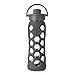 Lifefactory 22-Ounce BPA-Free Glass Water Bottle with Flip Cap and Protective Silicone Sleeve, Carbon