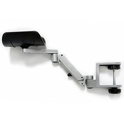 YANGHX Newest Design Ergonomic Articulating Computer Laptop Arm Support | Height Adjustable Armrest Desk Extender | User-friendly Attachable Aluminum Alloy Arm Stand (Gray)