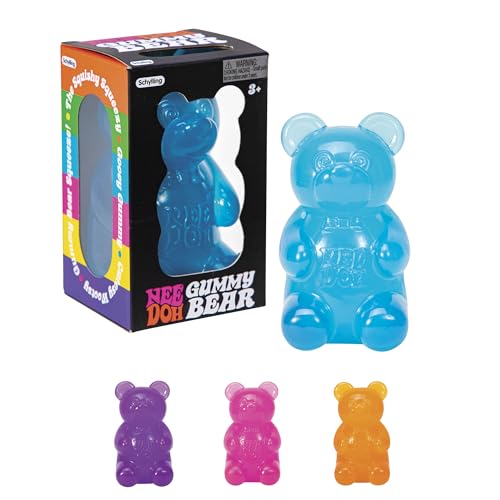 Schylling NeeDoh Gummy Bear - Sensory Fidget Toy with Jelly-Like Filling - 3.5" Tall - Colors May Vary (Pack of 1)