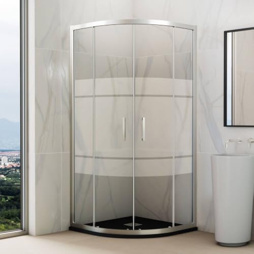 Imex - Box doccia semicircolare, 90 x 90 cm, cromato, con profili in alluminio e altezza 195 cm, ve…