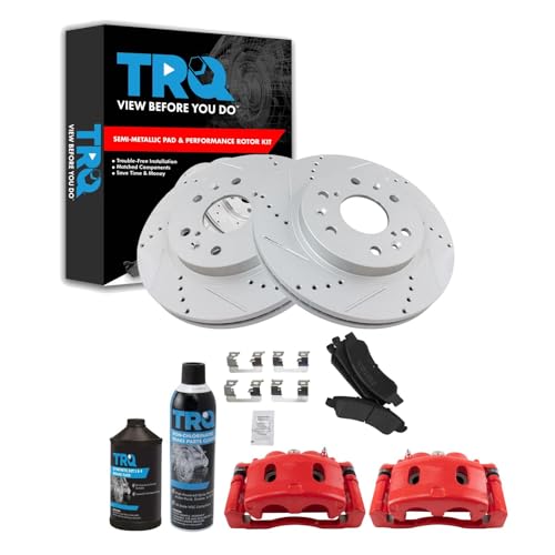 TRQ Performance Front Brake Pad & Rotor Kit Compatible with 08 Cadillac 07-08 C…