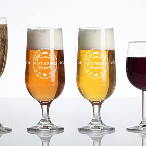 KOCAWIS Beer Ale Glass Gift for Men Dad Grandfather Uncle Tulip 350ml World’s Finest Best Wishes Soft Drink Glassware Birthday Gift Christmas Gift