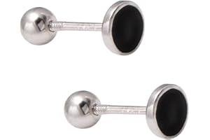 5 mm 925 Sterling Silver Black Onyx Round Button Earrings Studs