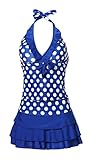 MiYang Women's Polka Dot Halter Push Up Slim Tankini Padded Swimsuit