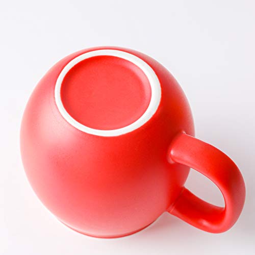 Yundu 12oz Matte Red Ceramic Tea Mug with Infuser and Lid, Steeping Lid Cup Stainless Steel Infuser for Loose Leaf Tea, Home Office Gift for Lovers