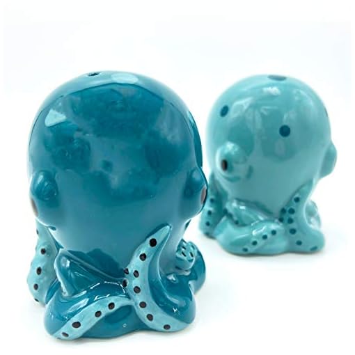 Boston Warehouse Octopus Salt & Pepper Shakers, 2Piece Set, Blue/Teal