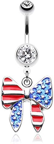 American Patriot Bow-Tie Belly Button Ring
