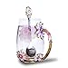 Tea Cups Coffee Mug Cups Clear Glass With Spoon Set Handmade Daisy Best Valentine's Day Gift For Newlyweds, Christmas, New Year, Anniversaries, Parents, Weddings, Engagements, Couples Gifts,13OZ