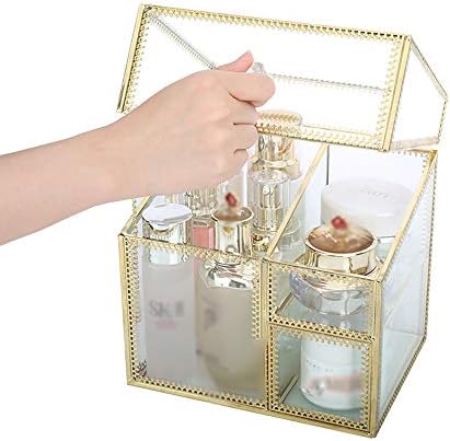 ガラス 化粧品収納ボックス 職人技 防塵 フリップカバー スキンケア デスクトップ 激安通販専門店 ジュエリースタンド 非アクリル 小型ワンピース防塵 収納 仕上げボックス