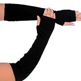 Cookids Unique Hop Women Stretchy Long Arm Sleeve Fingerless Gloves Novel Trendy Hip Fashion Gift for Christmas(black)