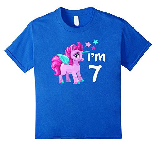 unisex-child I'm 7 Year Old Shirt 7th Birthday Unicorn TShirt