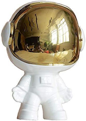 wuchenmin Spaceman Decoration Model, Golden Ceramic Crafts, Creative Sculpture, Modern Statue, Desktop, Living Room, Bedroom, Porch, Bookshelf Decor Gift.