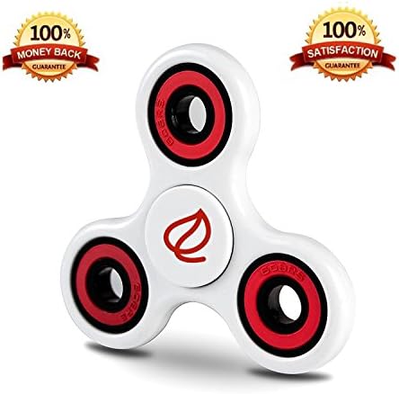 Exgreem NEW 2017 DIRT RESISTANT EDC Tri-Spinner Fidget Toy Smooth Surface Finish Ultra Durable 2-3 Min Spins Non-3D printed (one pack) (One White/red)