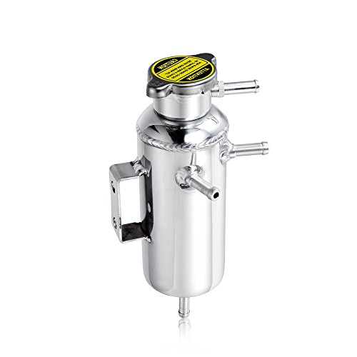 Heinmo Universal Aluminum Car Oil Catch Radiator Breather Tank Kit Reservoir Can Silver