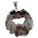 Agate Geode Jewelry Pendant, a Unique Polished Natural Stone Slice from Brazil, with a Center of Druzy Crystals, Small Size 3/4