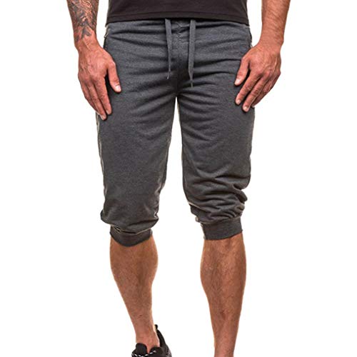 OWMEOT Men's Shorts Pants Running Sweatpants Cotton Joggers Slim Fit Tracksuit (Dark Gray, 2XL)
