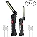 2Pack COB LED Work Light YOUYOUTE USB Rechargeable Magnetic LED Light COB 360°Rotate 5 Lighting Mode+Magnetic Base+Swivel Hook Water-Resistant Portable Inspection Work Light (2Pack Light Size(L+S))