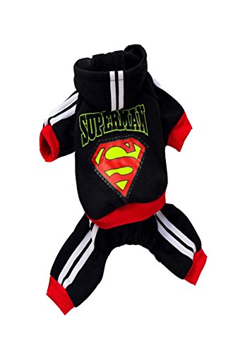 Vedem Pet Hooded Superman Jumpsuit Costume for Small Dog Cat