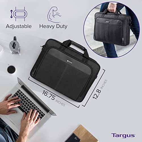 Targus Classic Slim Laptop Bag - Ergonomic Briefcase and Messenger Bag - Spacious Foam Padded for Laptops and Under