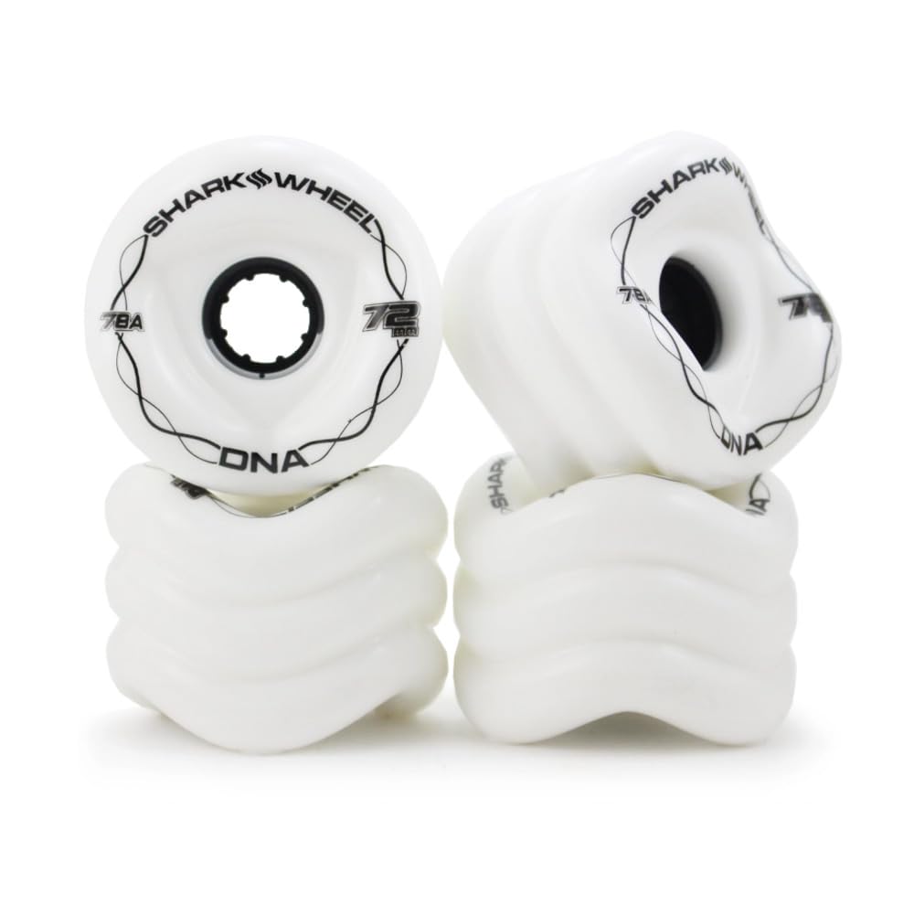 Shark Wheel 72mm 78a Longboard Cruising Wheels, DNA Formula, Set of 4 Wheels (White, 72mm)
