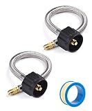 SHINESTAR 12inch Stainless Braided 1/4 Inverted RV Propane Pigtail Hose for Changeover Two Stage Regulator-2 Pack, Include Thread Seal Tape