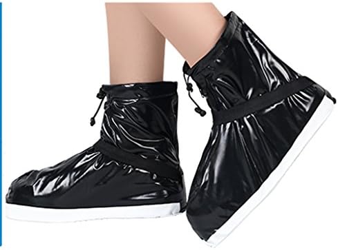 Shoe Covers Rain boots Rainy weather Non-slip Thicken Wear-resistant Outdoor rain boot cover Zip waterproof Medical Supplies & Equipment (Color : Black, Size : XL)