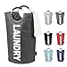 DOKEHOM 82L Large Laundry Basket, Collapsible Laundry Bag, Freestanding Tall Clothes Hamper, Foldable Washing Bin (Dark Grey)
