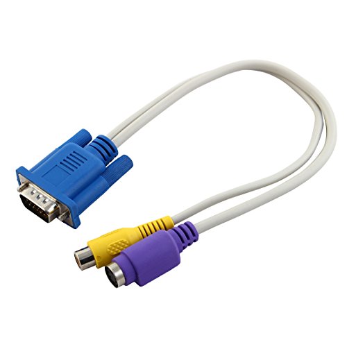 uxcell VGA to TV Converter S-Video RCA Cable Adapter 12 3/5" Length