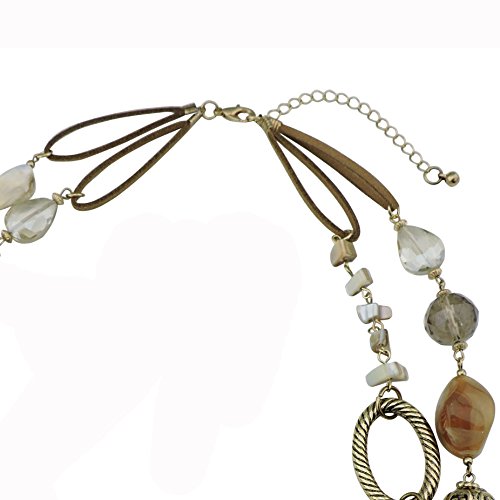 BOCAR 2 Strand Statement Choker Shell Necklace and Earring Set for Women Gift (370)