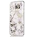 COSANO Galaxy S7 Edge Case, Marble Pattern Design Slim Flexible Clear [Hard Back +Soft Bumper TPU] 3D Shiny Glitter Mirror Effect Ultra Thin Skin Cover (White Marble S7edge)