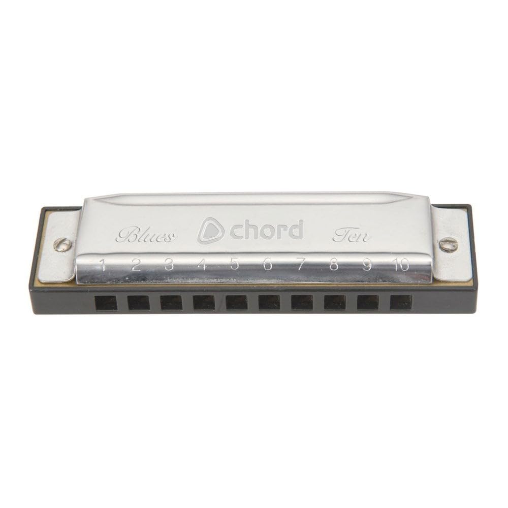Chord | 10 Hole Harmonica With Case & Cleaning Cloth | Key G