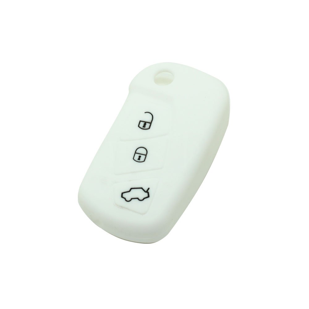 BROVACS Silicone Cover Protector Case Holder Skin Jacket Compatible with FORD 3 Button Flip Remote Key Fob CV9700 White