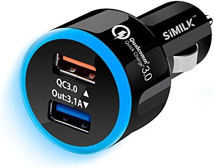 SIMILK Fast Car Charger, Quick Charge 3.0 Adapter,Dual USB Port 35W,for Mobile Device,iPhone 7 7 Plus,6 6s,6s Plus,SE 5s,Samsung Galaxy S8 S8+ S7,S6,S6 Edge,S6 Active,Note 5 4 3 Motorola[Black]
